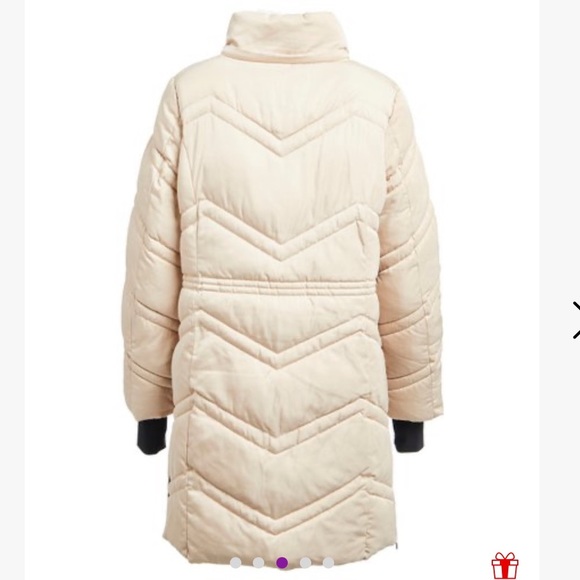 NWT Steve Madden Creme Long Heavy Duty Snow Winter Zipper Puffer Coat Size 2X - Picture 5 of 5